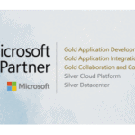 Logo with Microsoft partner competencies of Portal Systems AG and clouds in the background