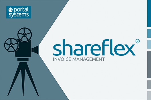 Film projector and logo of Shareflex Invoice Management software