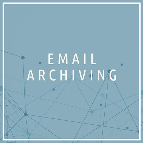 Lettering email archiving in front of interconnected lines.