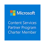 Das Partner-Logo für Charter Member im Microsoft Content Services Partner Program.
