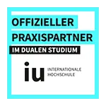 Siegel "Praxispartner für das duale Studium der IU Internationalen Hochschule (IU)".