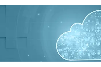 A data cloud against a blue background.