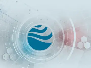 Der Portal Systems Globe in eine futuristische Grafik eingebettet.